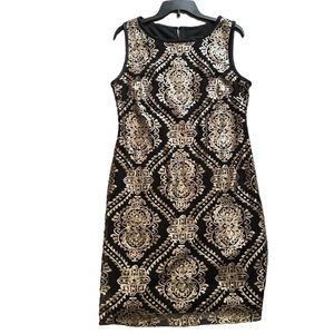 EUC Gold Sequin Black Dress